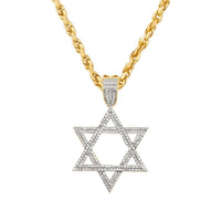 Thumbnail for Yellow 10k Yellow Gold Diamond Star of David Pendant 0.48 Ctw