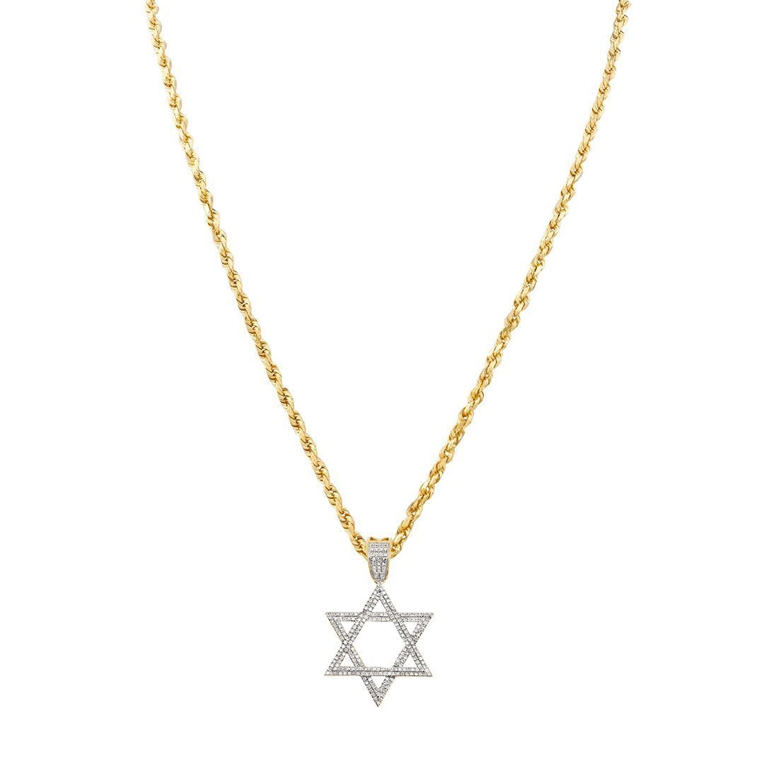 Yellow 10k Yellow Gold Diamond Star of David Pendant 0.48 Ctw