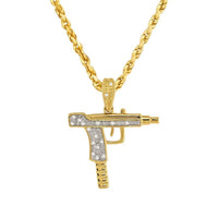 Thumbnail for Yellow 10k Yellow Gold Diamond Uzi Pistol Pendant 0.10 Ctw