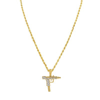 Thumbnail for Yellow 10k Yellow Gold Diamond Uzi Pistol Pendant 0.10 Ctw