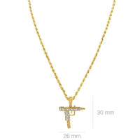 Thumbnail for Yellow 10k Yellow Gold Diamond Uzi Pistol Pendant 0.10 Ctw