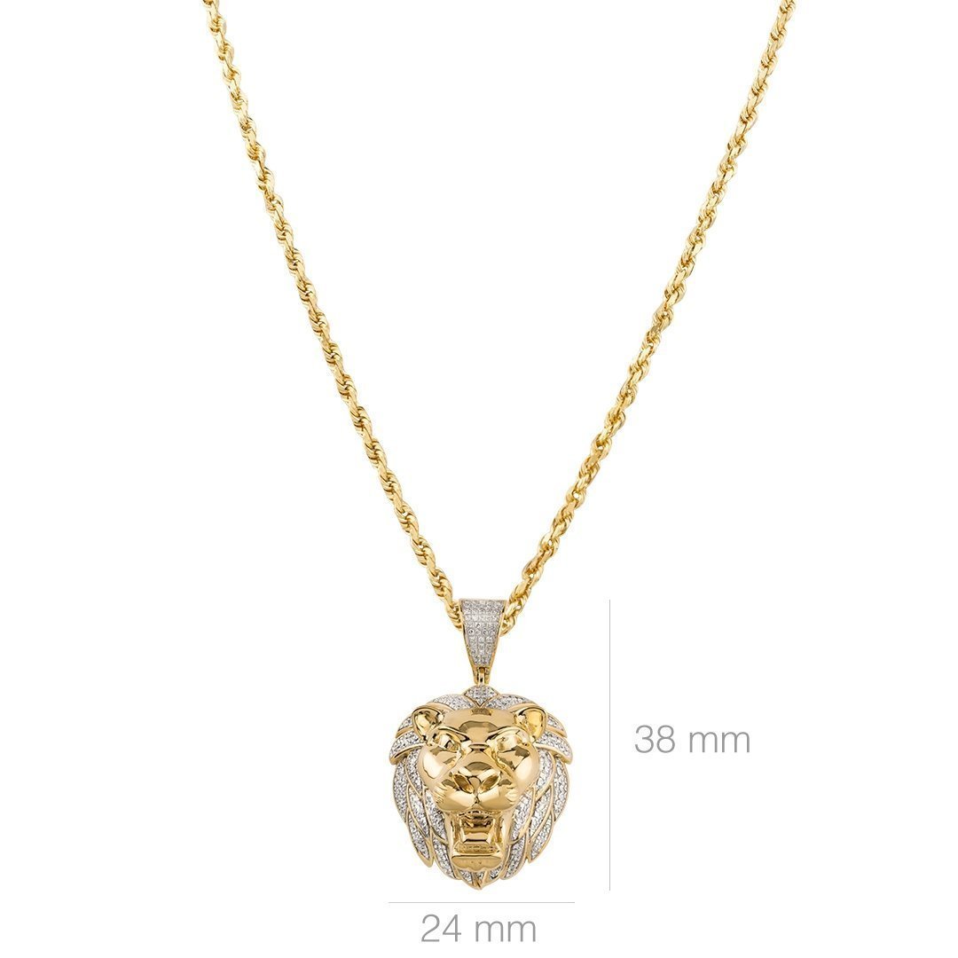 10k Yellow Gold Lion Pendant 0.60 Ctw