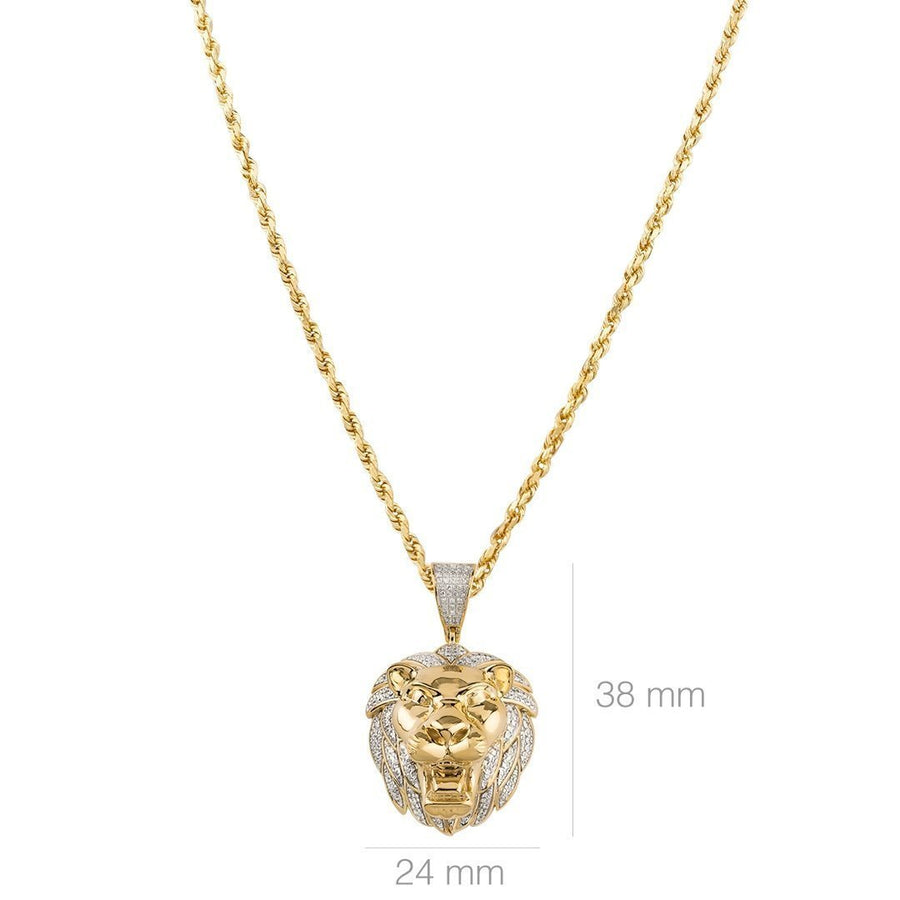 10k Yellow Gold Lion Pendant 0.60 Ctw