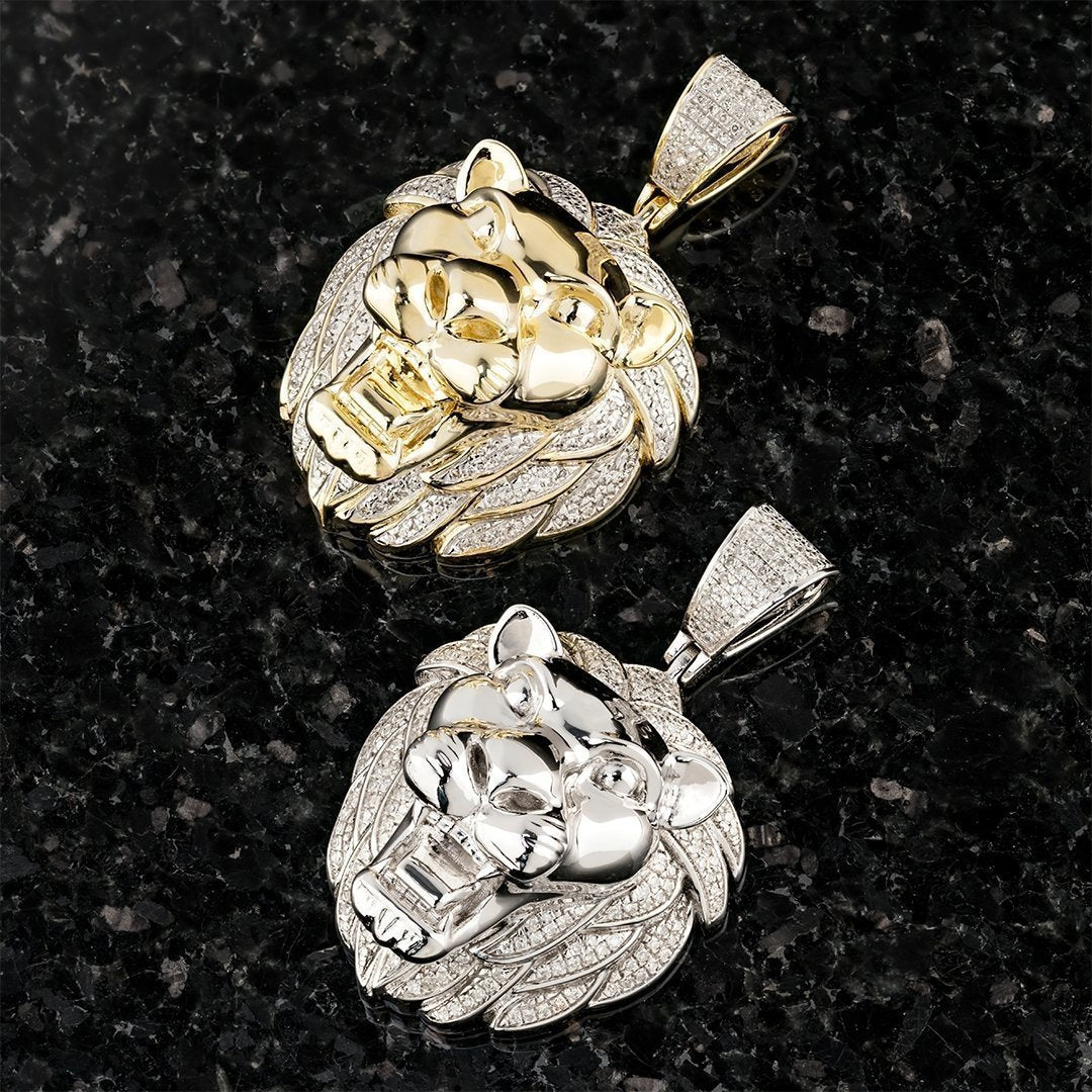 10k Yellow Gold Lion Pendant 0.60 Ctw