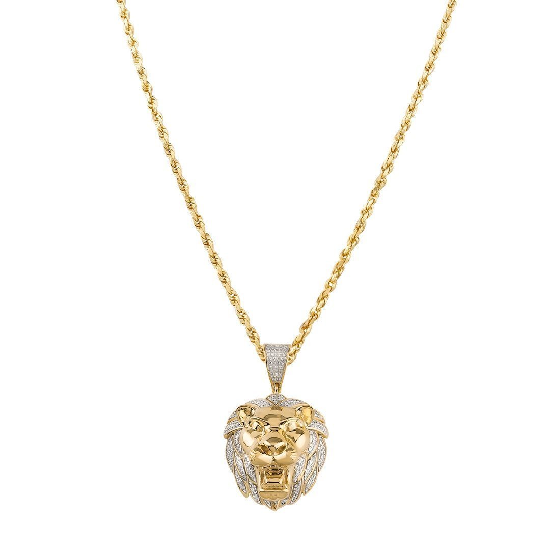 10k Yellow Gold Lion Pendant 0.60 Ctw