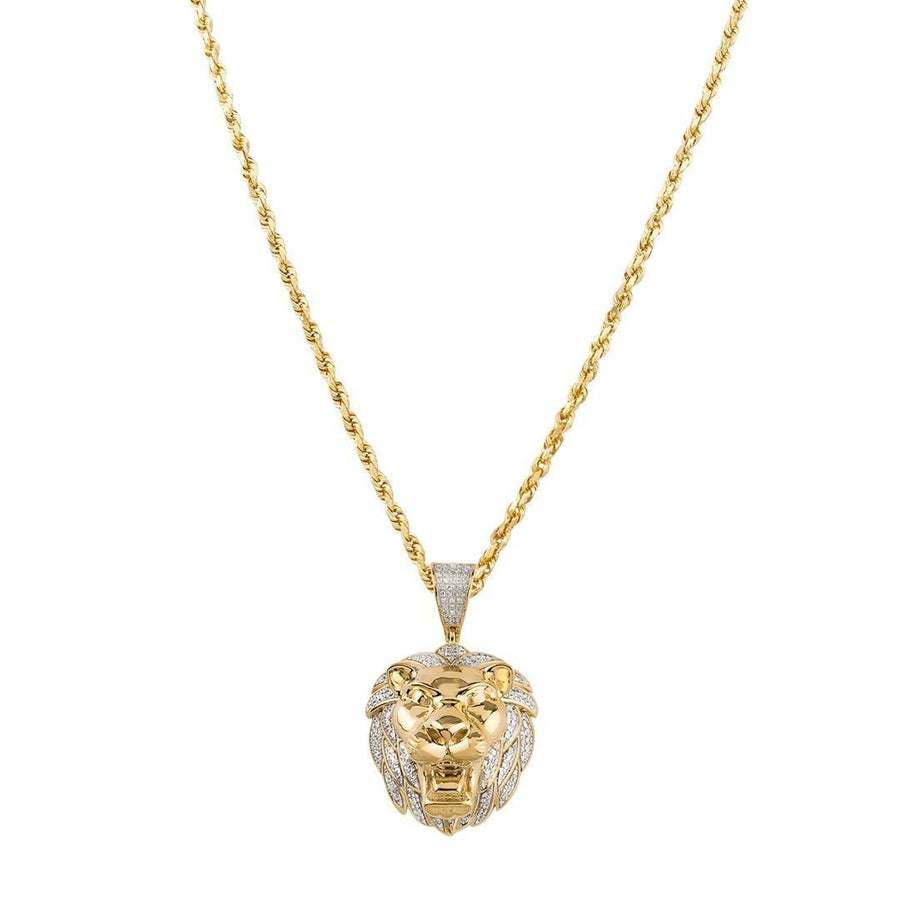 10k Yellow Gold Lion Pendant 0.60 Ctw