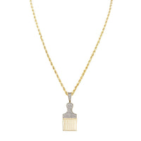Thumbnail for Yellow 10k Yellow Gold Paintbrush Tassel Pendant 0.50 Ctw