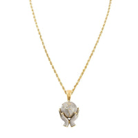 Thumbnail for White, Yellow 10k Yellow Gold World in Your Hands Pendant 1 Ctw