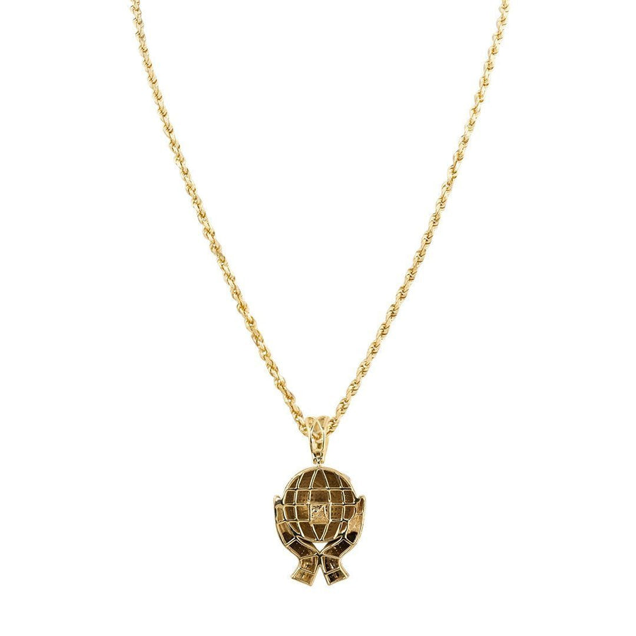 White, Yellow 10k Yellow Gold World in Your Hands Pendant 1 Ctw