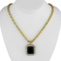 Thumbnail for 14 K Solid Yellow Gold Diamond Black Onyx Pendant