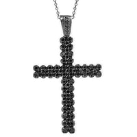 Thumbnail for 14K Black Rhodium Plated Mens Black Diamond Cross 11.50 Ctw