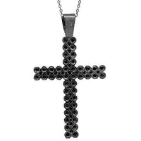 Thumbnail for 14K Black Rhodium Plated Mens Black Diamond Cross 11.50 Ctw