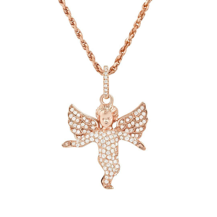 Rose 14K Rose Gold Diamond Angel Pendant 1.00 Ctw