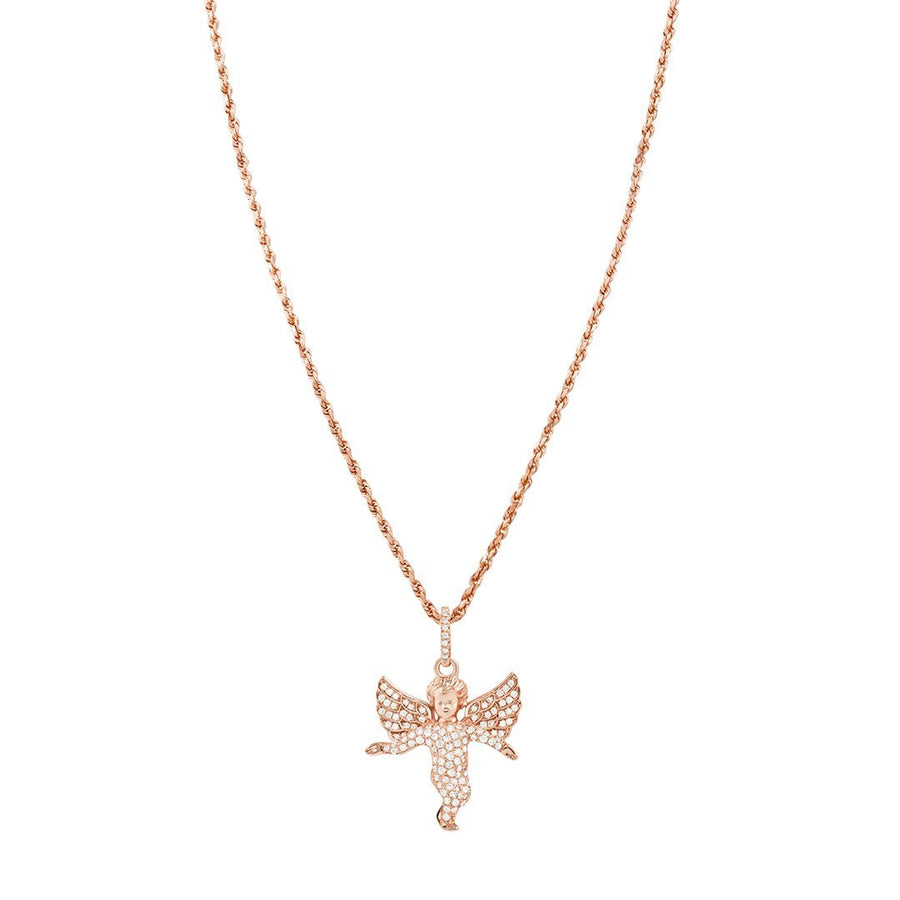 Rose 14K Rose Gold Diamond Angel Pendant 1.00 Ctw