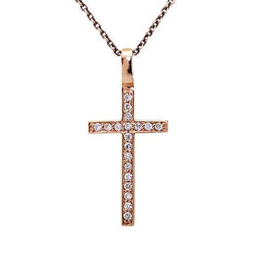 Rose 14k Rose Gold Diamond Cross 0.15ctw