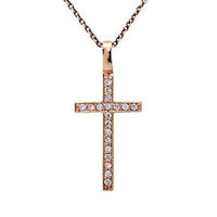 Thumbnail for Rose 14k Rose Gold Diamond Cross 0.15ctw