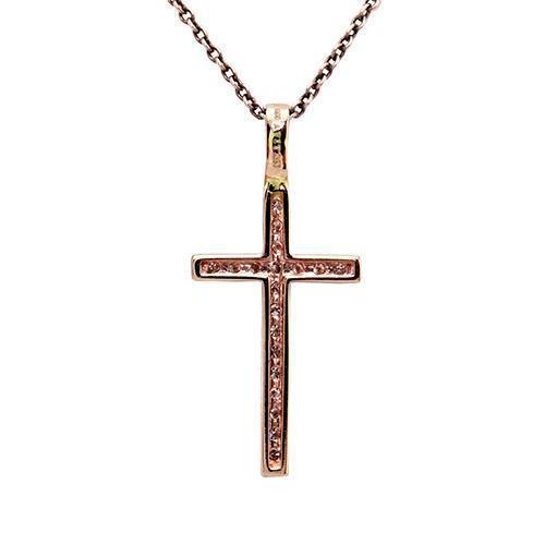 Rose 14k Rose Gold Diamond Cross 0.15ctw