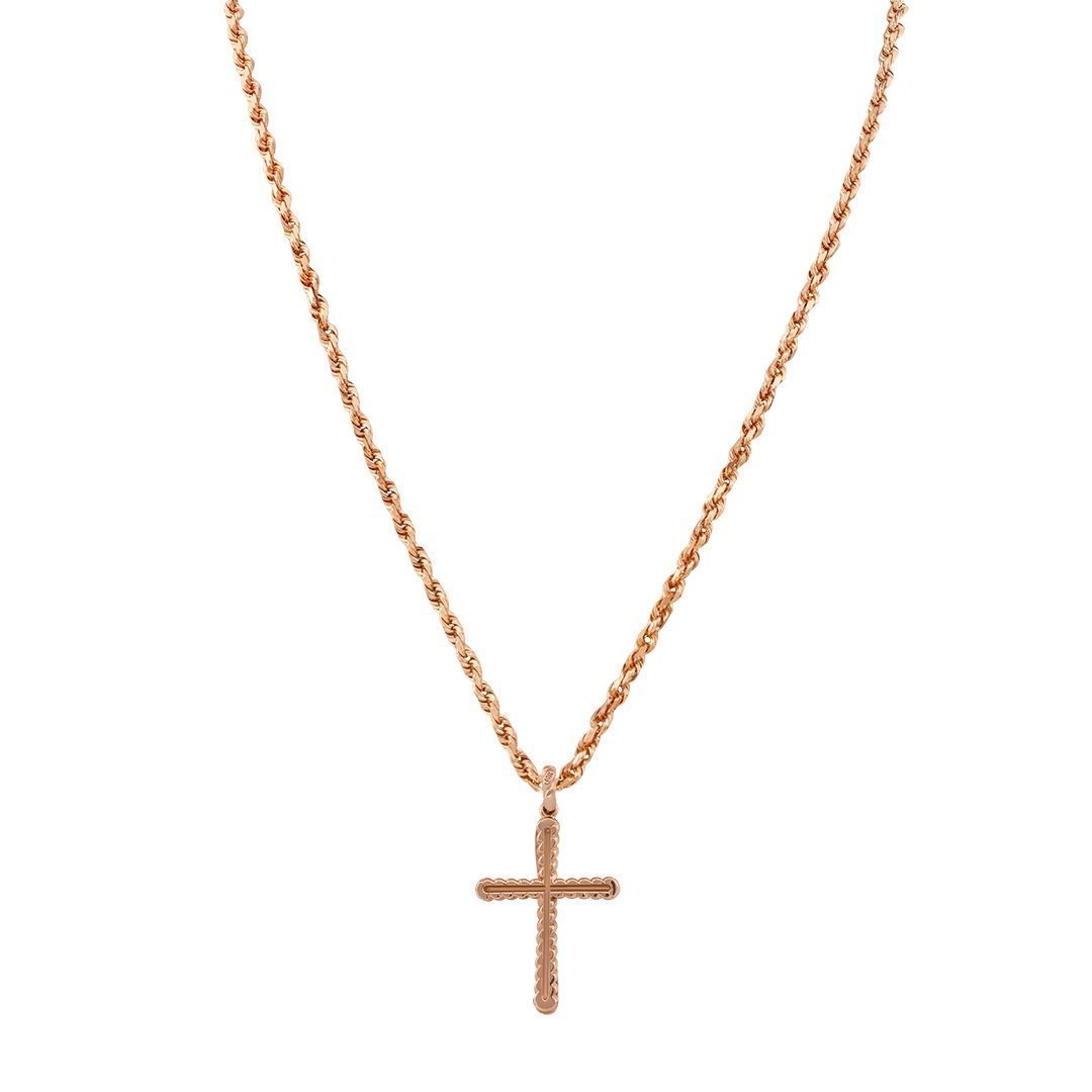 Rose 14k Rose Gold Diamond Cross Pendant 0.18 Ctw