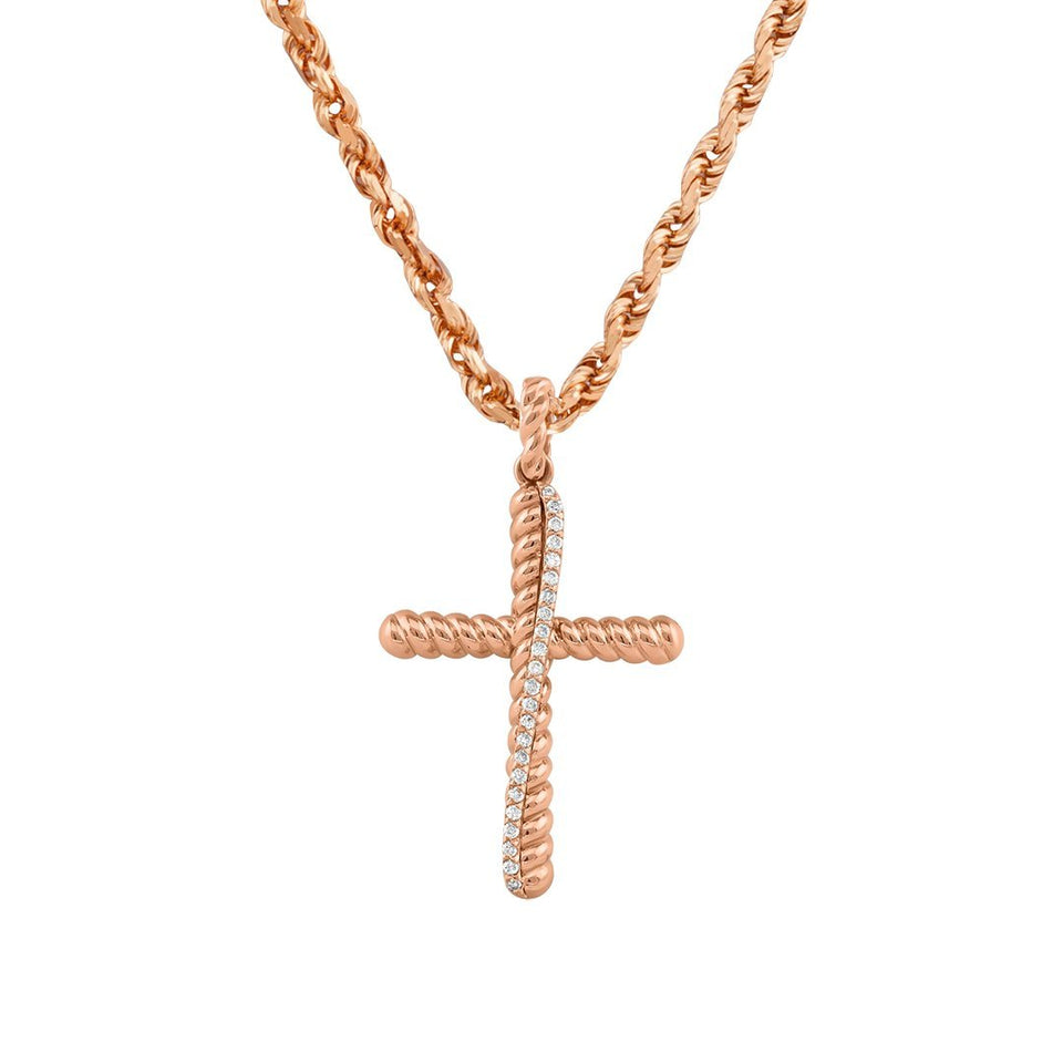 Rose gold sales diamond cross pendant