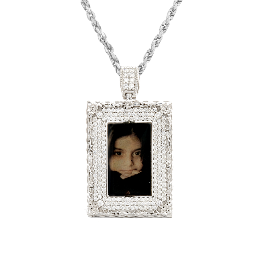 Marco de oro blanco de 14 k con diamantes y rosa de 7,92 quilates