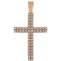 Thumbnail for 14K Rose Solid Gold Diamond Cross Pendant 1.75 Ctw