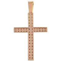 Thumbnail for 14K Rose Solid Gold Diamond Cross Pendant 1.75 Ctw