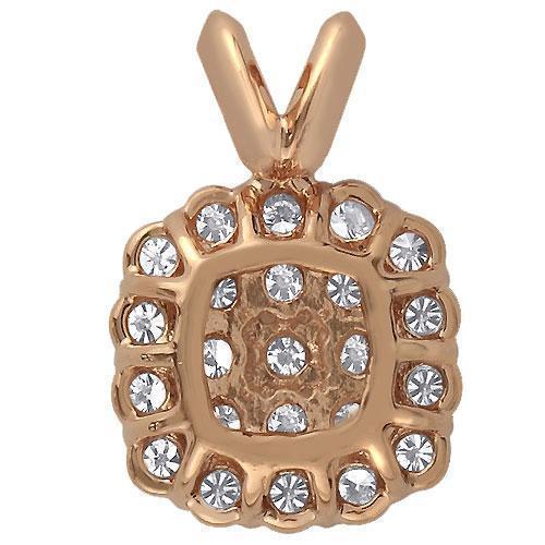 Rose 14K Rose Solid Gold Diamond Square Halo Pendant 0.75 Ctw