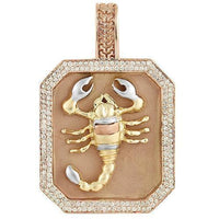 Thumbnail for 14K Rose Solid Gold Mens Diamond Custom Made Scorpion Dog Tag Pendant 1.50 Ctw