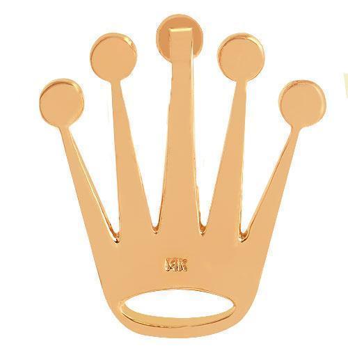 Rose, Yellow 14K Rose Solid Gold Unisex Crown Pendant With Round Cut Diamonds 0.39 Ctw