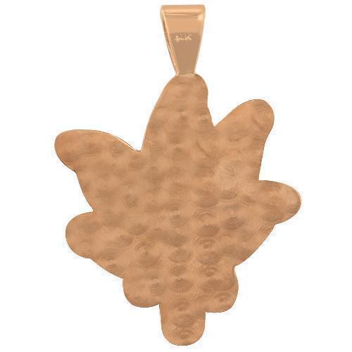 14K Rose Yellow Gold Marijuana Leaf Diamond Pendant 4.50 Ctw