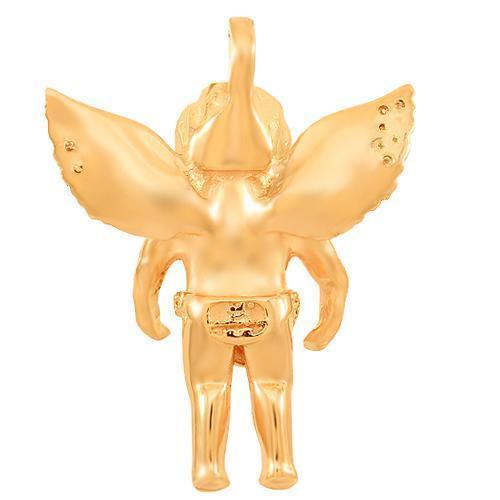 Rose 14K Solid Rose Gold Custom Diamond Angel Pendant 0.90 Ctw
