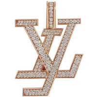 Thumbnail for 14K Solid Rose Gold Diamond Initial Letter 'LY' Pendant 4.50 Ctw