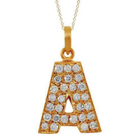 Thumbnail for Rose 14K Solid Rose Gold Diamond Letter Initial A Pendant 1.00 Ctw