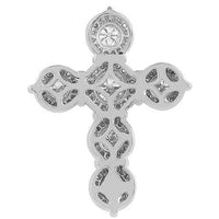 Thumbnail for 14K Solid White Gold Diamond Cross Pendant 3.75 Ctw