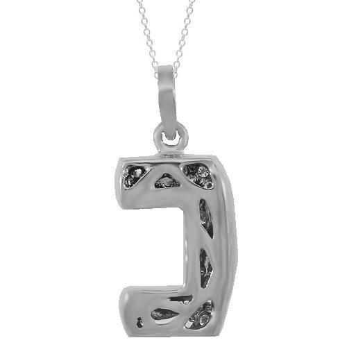 White 14K Solid White Gold Diamond Letter Initial C Pendant 0.75 Ctw