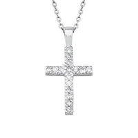 Thumbnail for White 14K Solid White Gold Diamond Womens Cross Pendant 0.35 Ctw