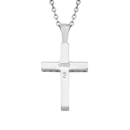 White 14K Solid White Gold Diamond Womens Cross Pendant 0.35 Ctw