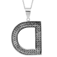 Thumbnail for 14K Solid White Gold Mens Blue Diamond Initial Letter Pendant 4.13 Ctw