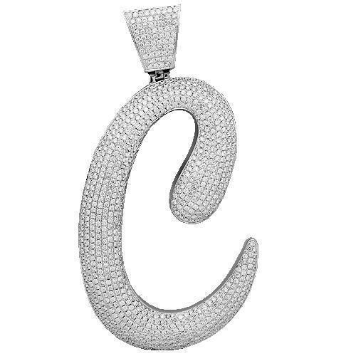 Delicate Pave Diamond Initial Letter Bracelet - 14K Solid White or