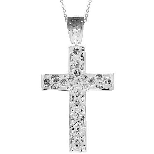 14K Solid White Gold Mens Diamond Cross Pendant 6.30 Ctw