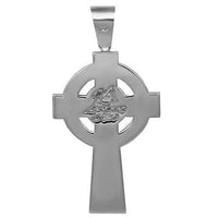 Thumbnail for 14K Solid White Gold Mens Diamond Cross Pendant with Emeralds 6.50 Ctw