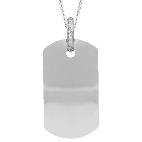14K Solid White Gold Mens Diamond Dog Tag Pendant 11.00 Ctw