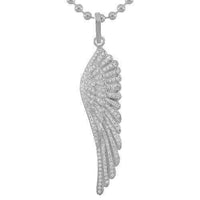 Thumbnail for 14K Solid White Gold Mens Diamond Wing Pendant 5.00 Ctw