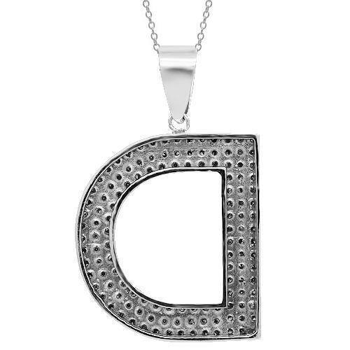 14K Solid White Gold Mens Yellow Diamond Initial Letter Pendant 3.75 Ctw
