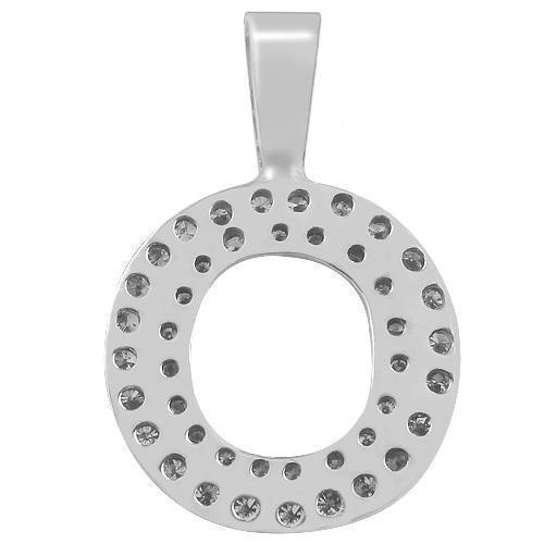 White 14K Solid White Gold Womens Diamond Circle Pendant 1.10 Ctw