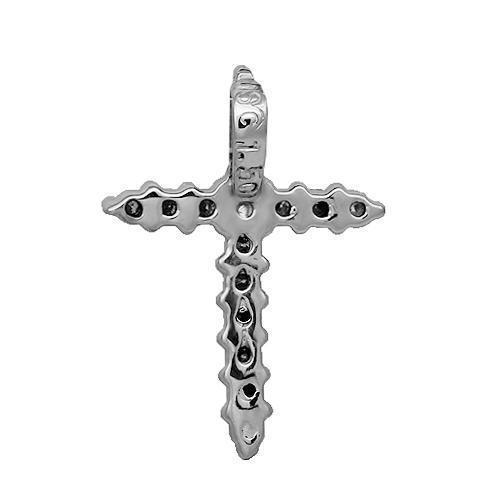 White 14K Solid White Gold Womens Diamond Cross Pendant 0.30 Ctw