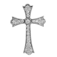 Thumbnail for White 14K Solid White Gold Womens Diamond Cross Pendant 0.50 Ctw