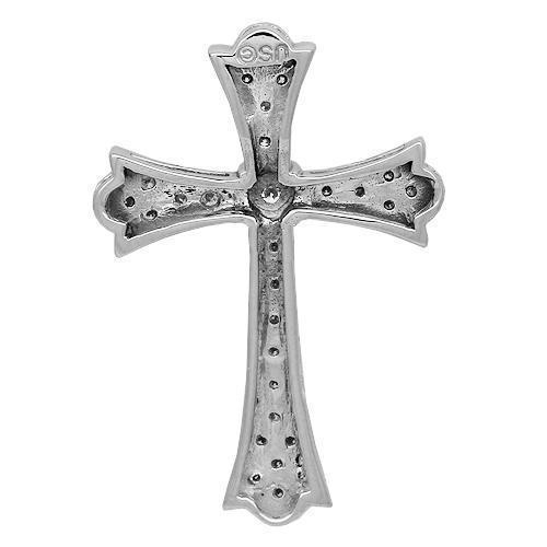 White 14K Solid White Gold Womens Diamond Cross Pendant 0.50 Ctw