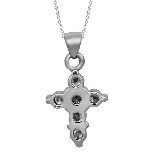 White 14K Solid White Gold Womens Diamond Cross Pendant 0.59 Ctw