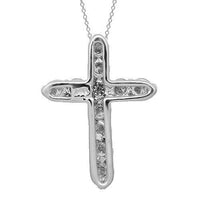 Thumbnail for White 14K Solid White Gold Womens Diamond Cross Pendant 1.00 Ctw